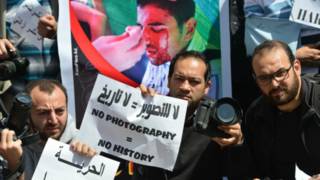 Protesto de jornalistas no Cairo | Foto: AP