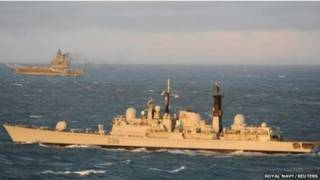 英國皇家海軍艦隻和俄國「庫茲涅佐夫海軍上將」號航空母艦