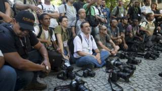 Jornalistas brasileiros. Foto: AP