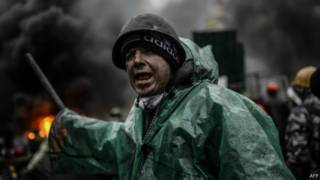 Manifestante na Ucrânia