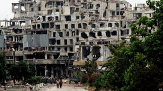 Edificio en ruinas en Homs