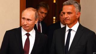 Владимир Путин и Дидье Буркхальтер в Вене 24 июня 2014 года