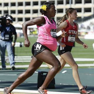 Alysia Montaño durante la carrera