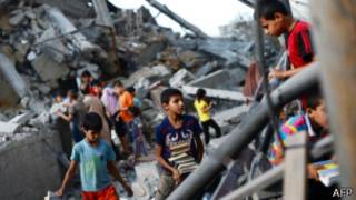 Niños palestinos en Gaza
