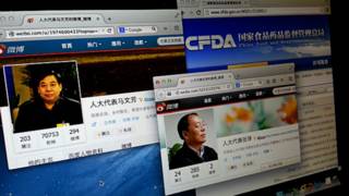 馬文芳(左)與張譯(中)的微博以及中國食藥監總局網站(BBC中文網圖片18/8/2014)