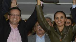Marina Silva com Beto Albuquerque, nesta quarta-feira (Ag Brasil)