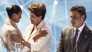 Dilma Rousseff, Marina Silva e Aécio Neves | Crédito: AFP