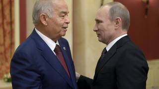 Каримов и Путин во время встречи накануне открытия сочинской Олимпиады