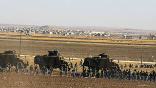 Soldados turcos en la frontera con Siria