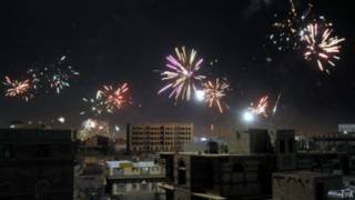 احتفالات الحوثيين بالسيطرة على صنعاء
