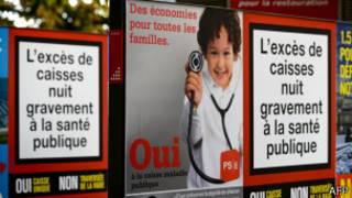 Cartel a favor del "Sí" en referéndum en Suiza.