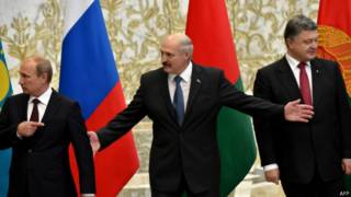 Лидеры России, Белоруссии и Украины на переговорах в Минске