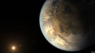 Representação artística de como poderia ser um planeta habitável e semelhante à Terra (Nasa)