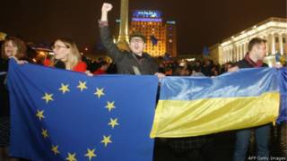 Участники акции протестов в Киеве, 21 ноября 2013 года