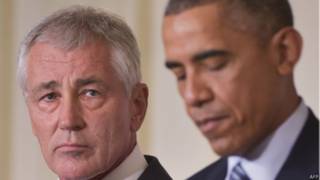 Chuck Hagel y Barack Obama