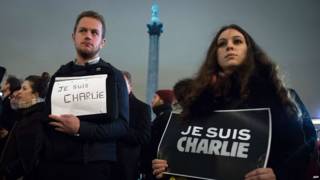 Manifestación en Londres en repudio al ataque en contra de Charlie Hebdo