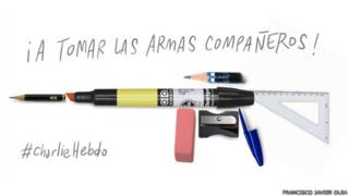 Caricatura del chileno Francisco Javier Olea en respuesta al ataque en París