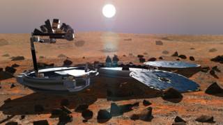 Impresión artística de Beagle 2 sobre la superficie de Marte