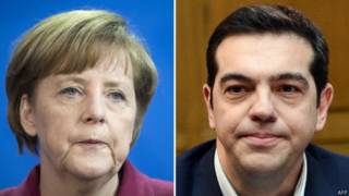 Angela Merkel y Alexis Tsipras