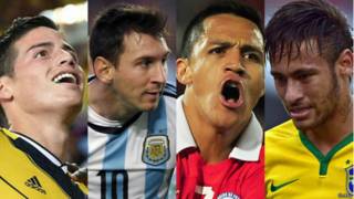 James, Messi, Alexis y Neymar