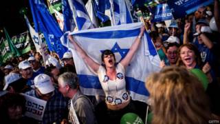 Manifestantes antigubernamentales en Tel Aviv.