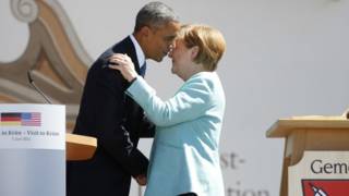 Obama da Merkel suna gaisawa a taron G7 a Jamus
