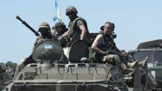 Українські військові на танку, Донбас