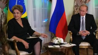 Presidentes Dilma Rousseff (à esq) e Vladimir Putin (Foto: BBC)