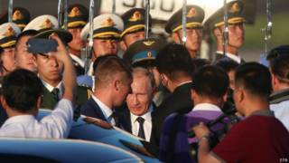 Прибытие президента Путина в Пекин 2 сентября 2015 г.