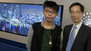 学民思潮召集人黄之锋及香港民主党创党主席李柱铭
