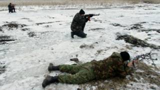 Украинские солдаты на снегу