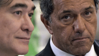 Daniel Scioli y su candidato de vicepresidente Carlos Zannini