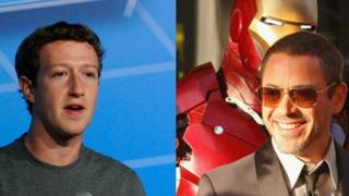 Mark Zuckerberg y Robert Downey Jr. que representa el papel de Iron Man