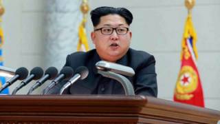 金正恩在人民武裝部發表演說(朝中社2016年1月6日發放圖片)