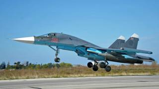 Российский Су-34 на базе в Сирии