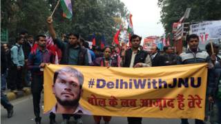 जवाहर लाल नेहरू यूनीवर्सिटी के समर्थन में प्रदर्शन