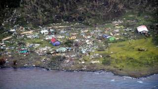 航拍斐濟科羅島村莊Mudu被氣旋夷為平地(新西蘭空軍圖片21/2/2016)