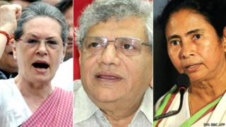 सोनिया गांधी, सीताराम यूचूरी और ममता बनर्जी