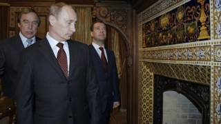 Sergey Roldugin, Vladimir Putin y Dmitry Medvedev