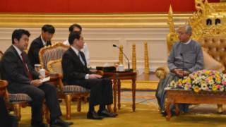 သမ္မတနဲ့ ဂျပန်နိုင်ငံခြားရေး ဝန်ကြီးတွေ့ဆုံစဉ်