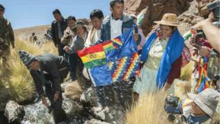 Evo Morales en los manantiales del Silala