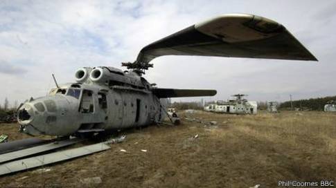 Aeronave soviética abandonada en la Zona de Exclusión de Chernóbil 