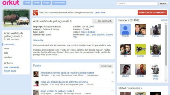 Comunidade no Orkut | Foto: BBC