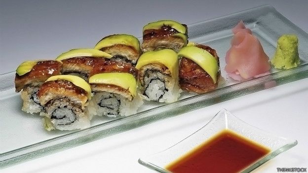Jengibre encurtido con sushi