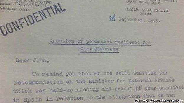 Documento sobre residência de Otto Skorzeny (foto: Nationa Archieves of Ireland)