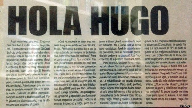 Primer editorial de Tal Cual 