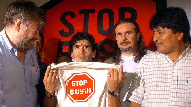 Diego Armando Maradona y Evo Morales