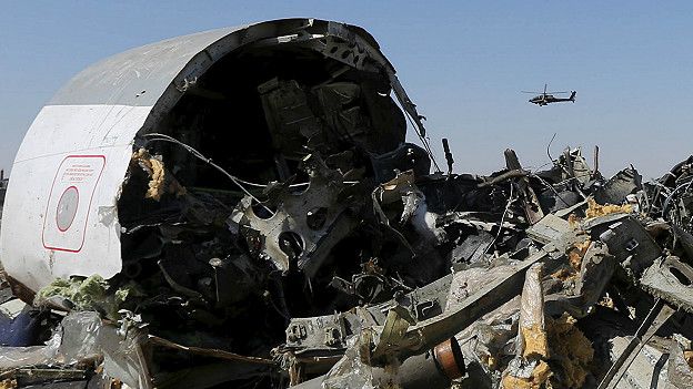 Avión ruso derribado en el Sinaí.
