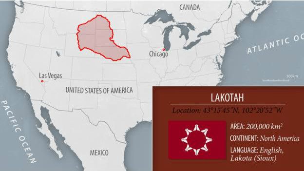 Ubicación en el mapa de Lakota
