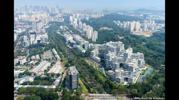 Una urbanización vertical en Singapur.